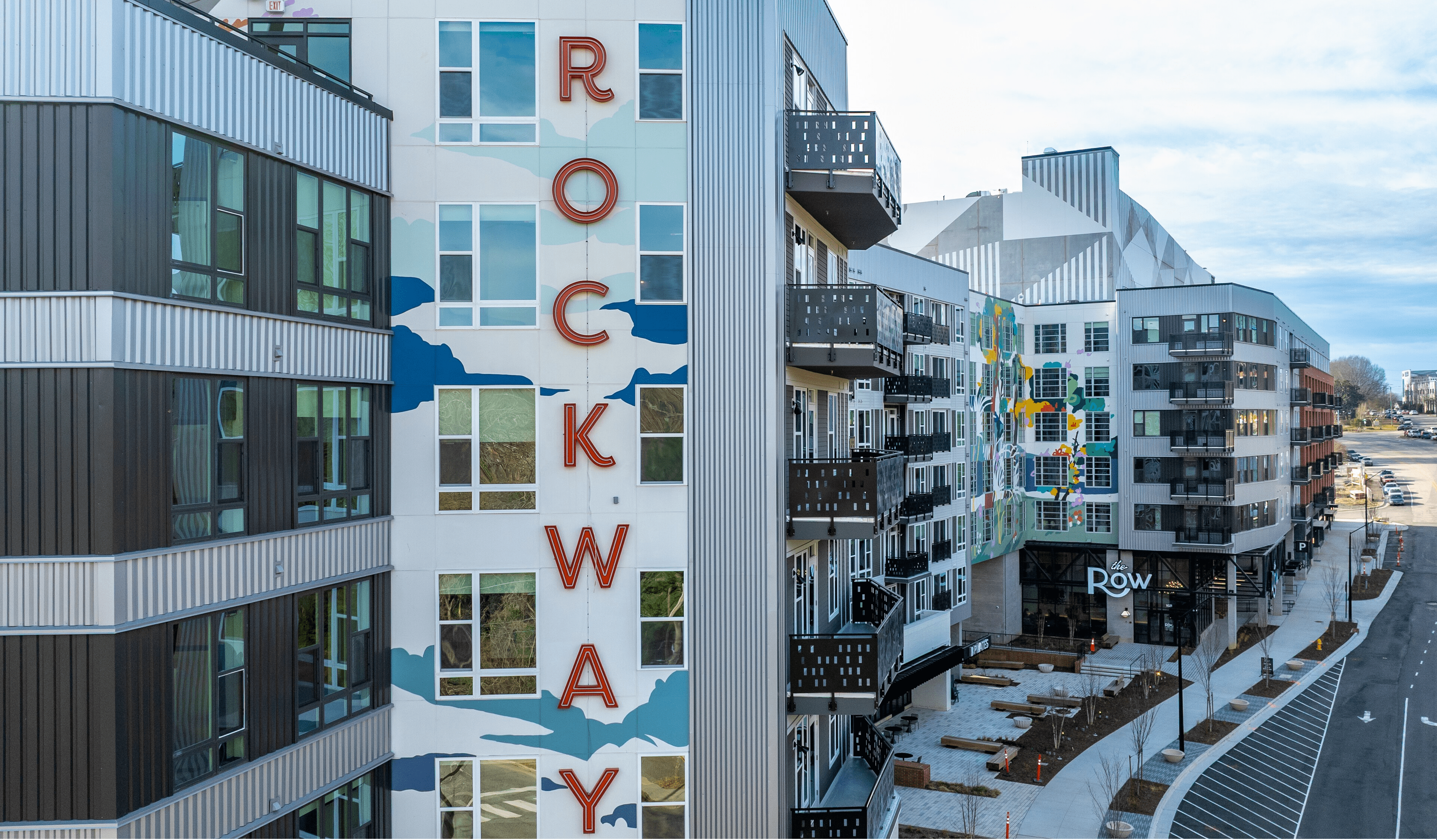 Ariel view of The Row in the Rockway district of downtown Raleigh